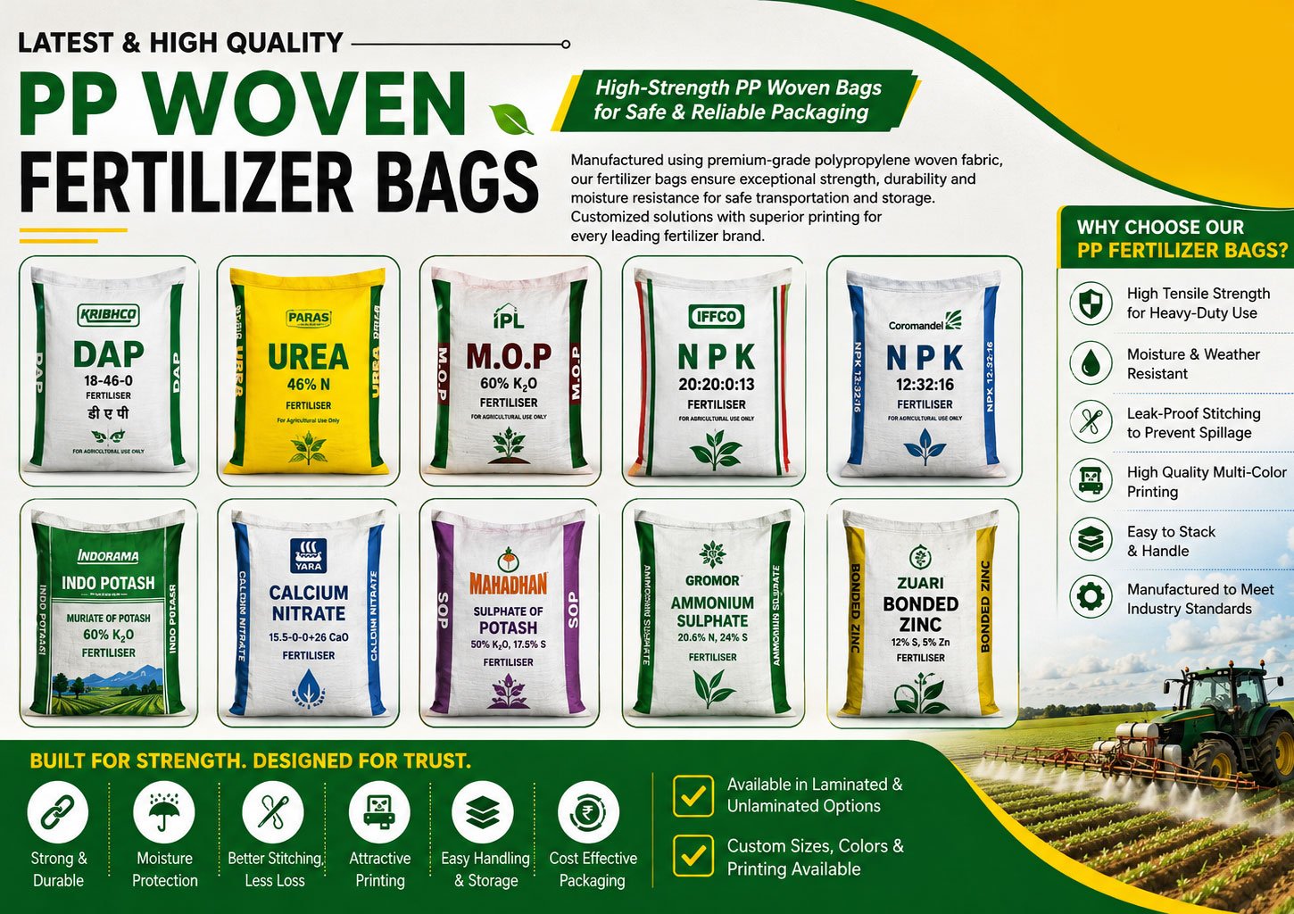 High-Quality PP Woven Fertilizer Packaging Bags