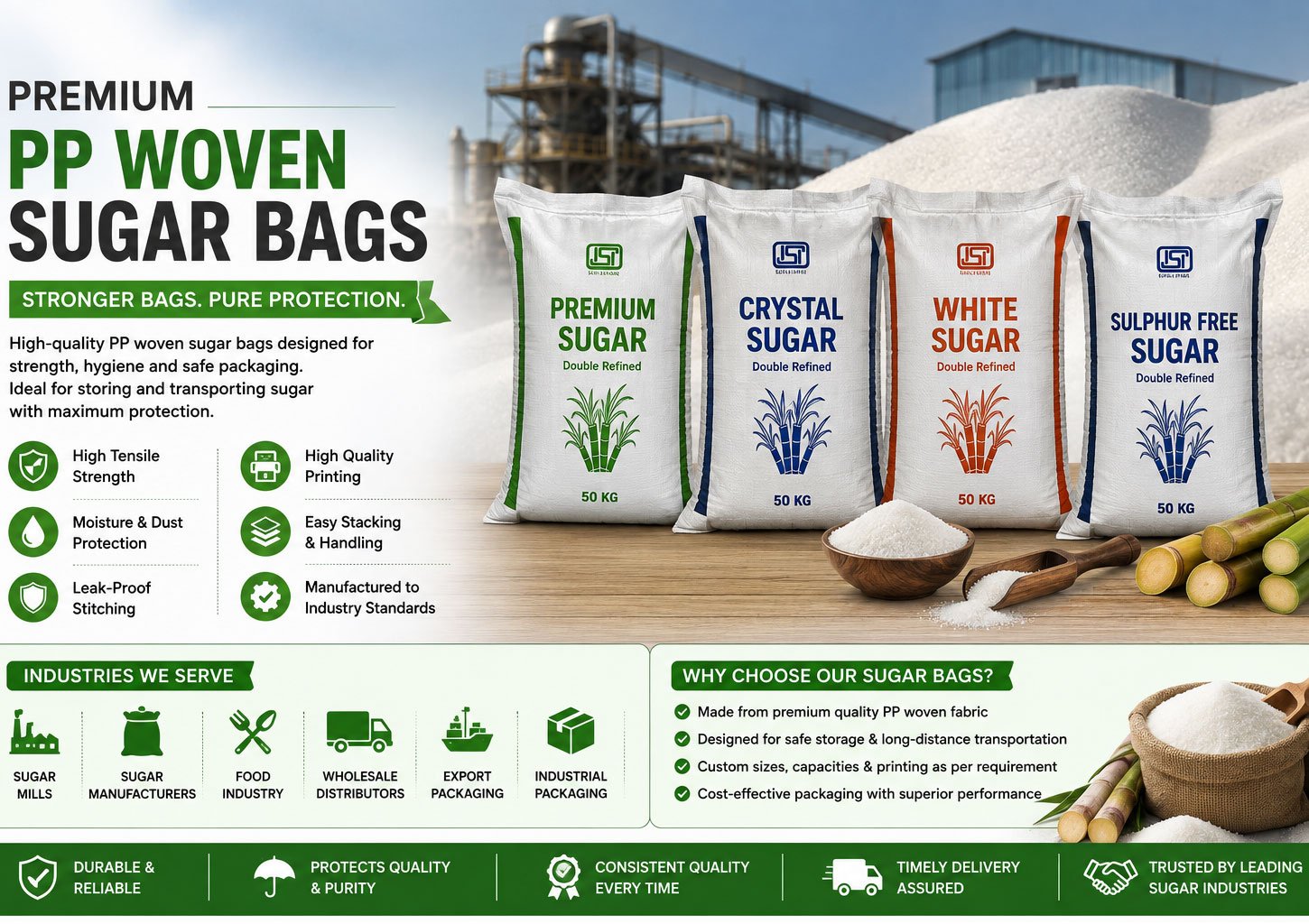 High-Quality PP Woven Sugar Packaging Bags